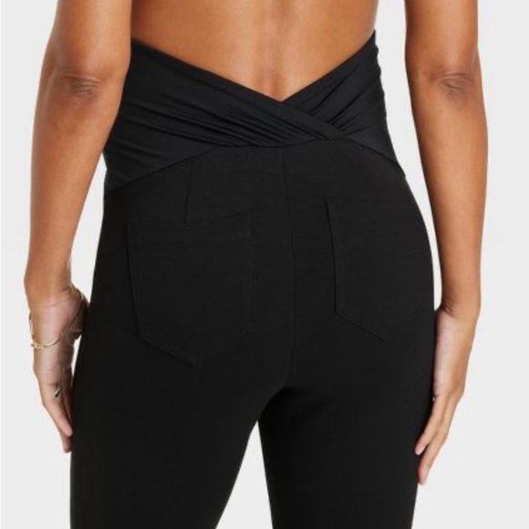 New Isabel Maternity Over Belly Split Front Ponte Maternity Pants Black NWOT - Picture 4 of 10